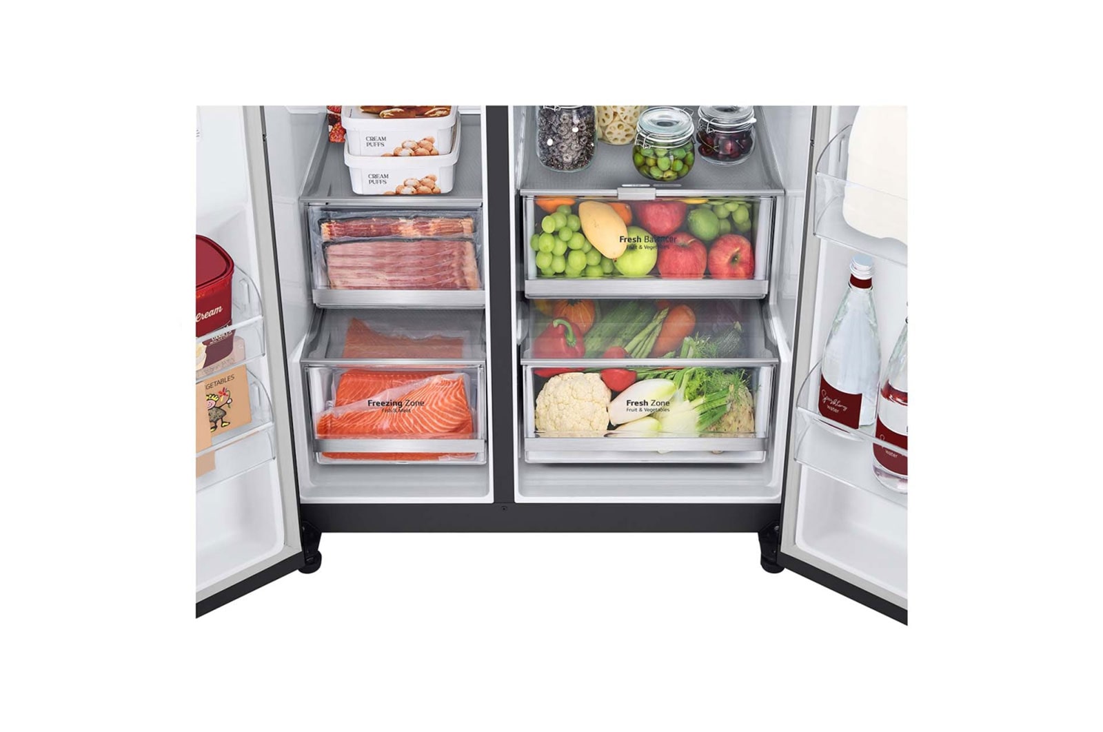 LG 635L Side by Side Fridge with InstaView®, GS-V635MBLC