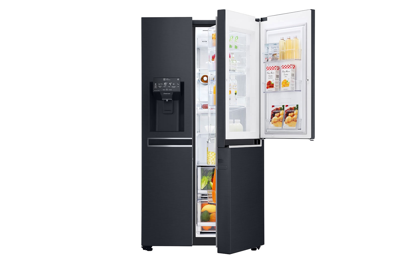 LG 625L Side by Side Fridge with InstaView Door-In-Door® in Matte Black Finish, GS-V665MBL