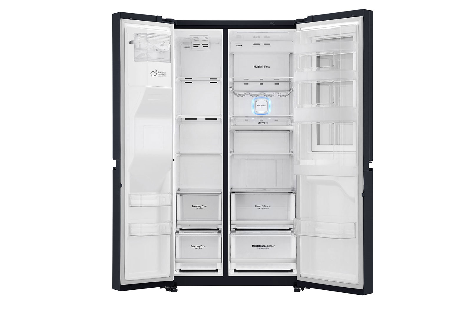 LG 625L Side by Side Fridge with InstaView Door-In-Door® in Matte Black Finish, GS-V665MBL