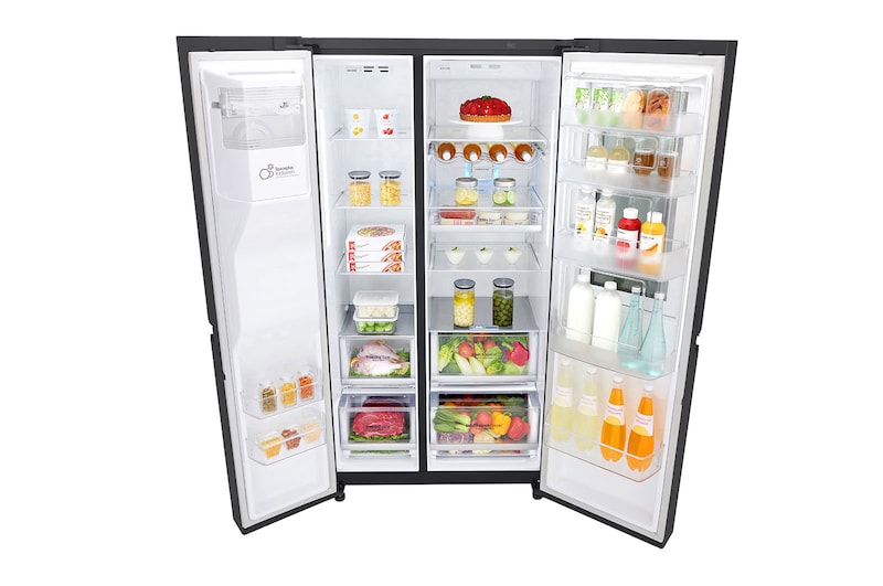 LG 625L Side by Side Fridge with InstaView Door-In-Door® in Matte Black Finish, GS-V665MBL