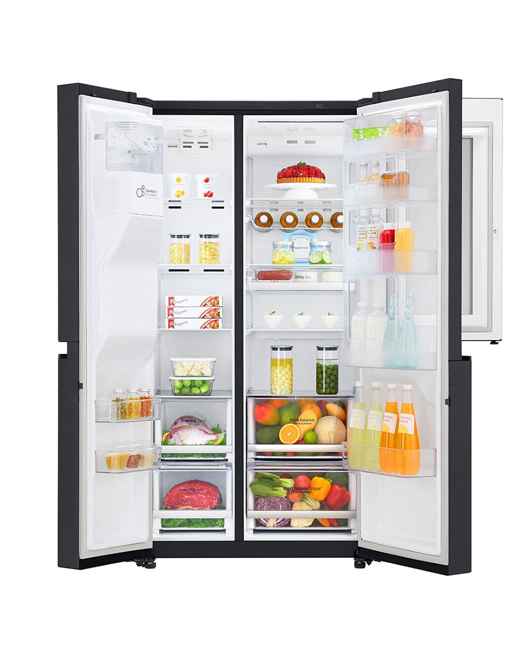 625L Side by Side Fridge with InstaView Door-In-Door® in Matte Black ...
