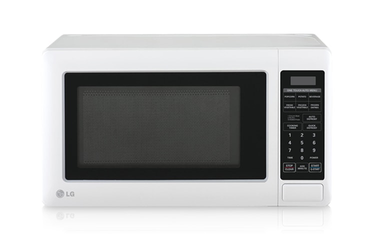 Front view of 19L White Microwave Oven with 10 different power levels and 6 Auto Menus MS1949G