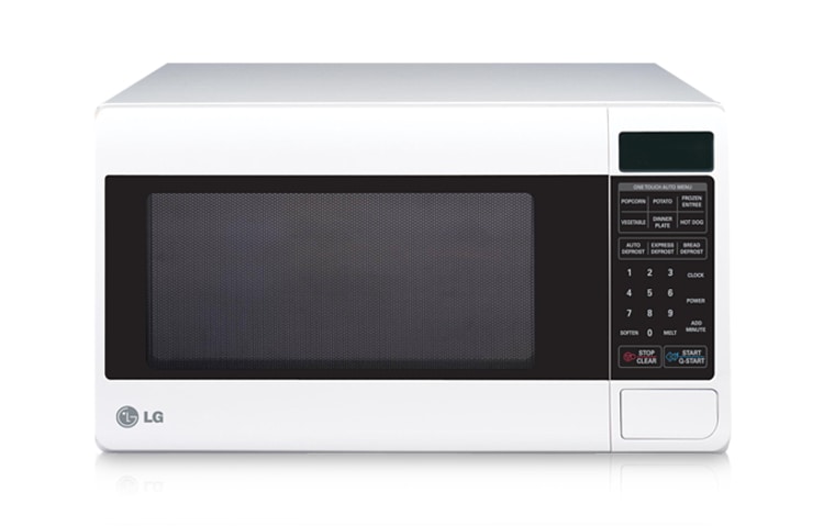 Front view of 25L White Round Cavity Microwave Oven with 10 different power levels and 6 Auto Menus MS2548GR