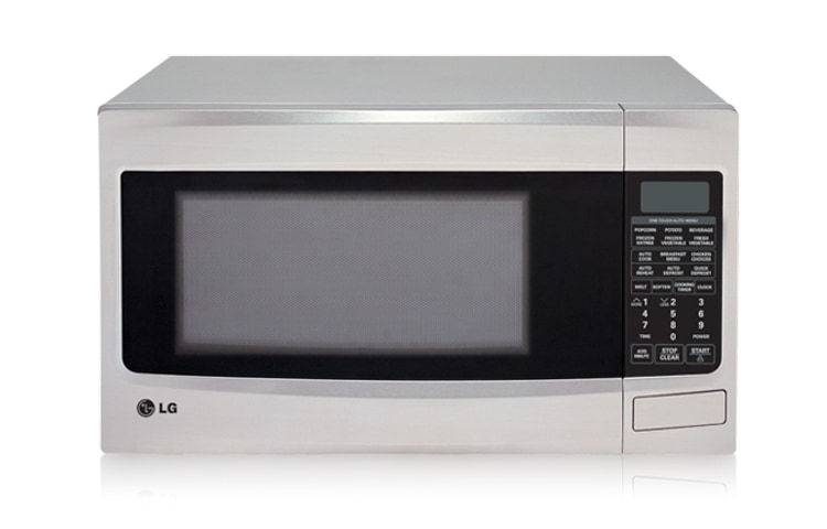 Front view of 34L Stainless Steel Round Cavity Microwave Oven with 10 different power levels and Auto Cook Menus MS3446VRL