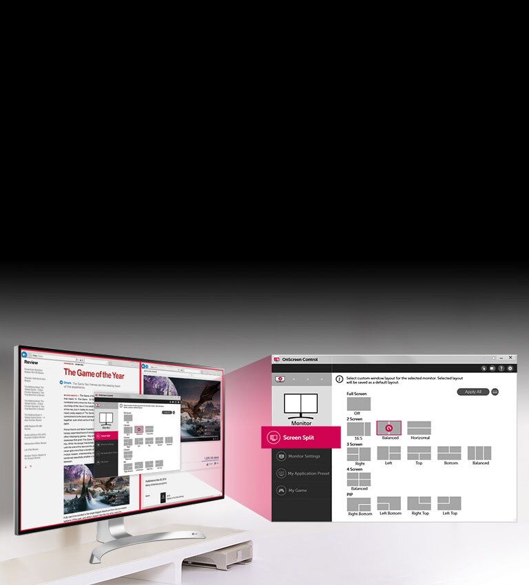 Multiple Screen Split Options<br>1
