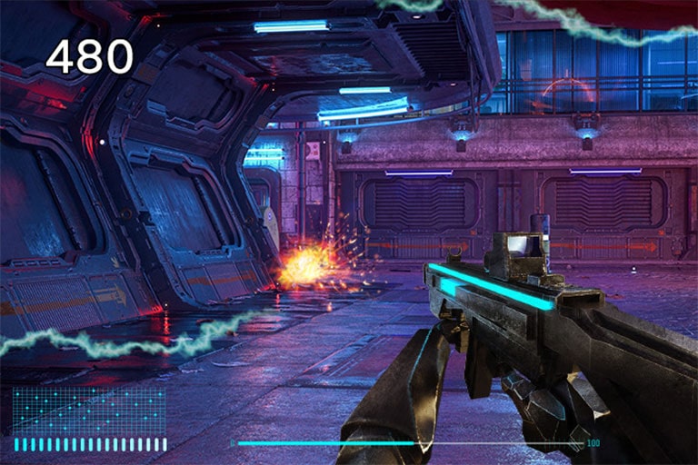 alt="Comparison of Crosshair - The left image is the Crosshair 'off,' and the Right image is the Crosshair 'on'	"