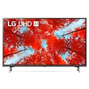 A front view of the LG UHD TV with infill image and product logo on
