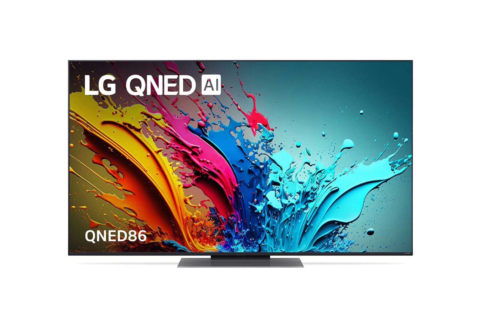 Front view of QNED86 with LG QNED, and 2024 on screen