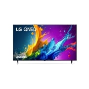 Front view of LG QNED TV, QNED80 with text of LG QNED and 2024 on screen