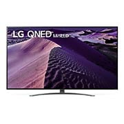 A front view of the LG QNED TV with infill image and product logo on