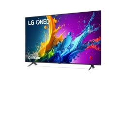 Front view of LG QNED TV, QNED80 with text of LG QNED and 2024 on screen