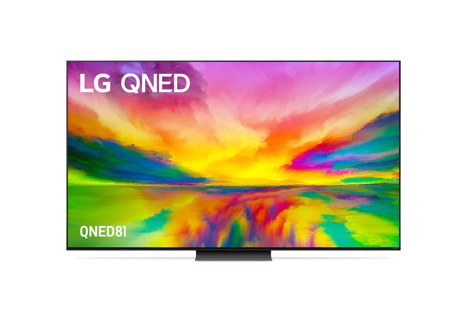 A front view of the LG QNED TV 