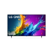 Front view of LG QNED TV, QNED80 with text of LG QNED and 2024 on screen