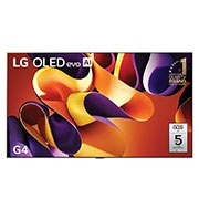 Front view with LG OLED evo TV, OLED G4, 11 Years of world number 1 OLED Emblem and webOS Re:New Program logo on screen