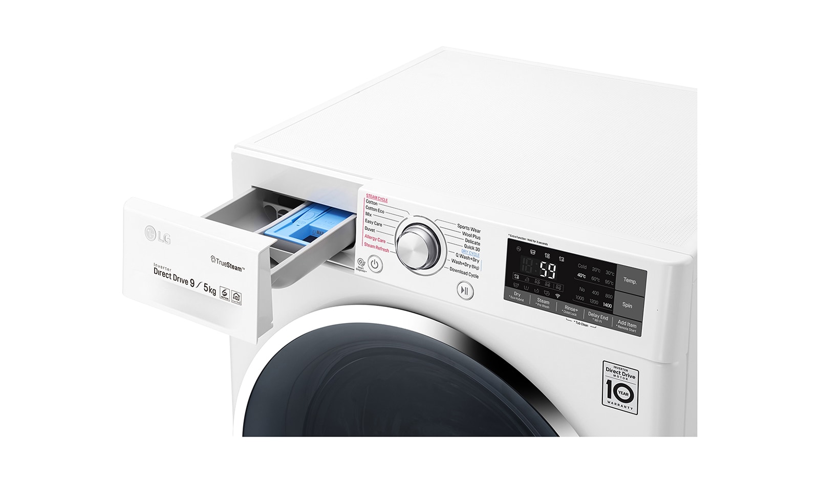 LG 9kg/5kg Front Load Washer Dryer Combo with TrueSteam®, WDC1409HCW