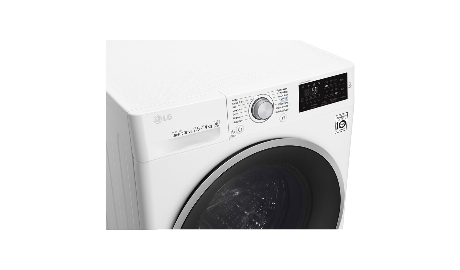 LG 7.5/4kg Front Load Washer Dryer Combo with 6 Motion Direct Drive, WDC1475NCW