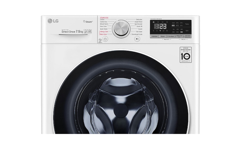 LG 7.5kg Front Load Washing Machine with Steam, WV5-1275W