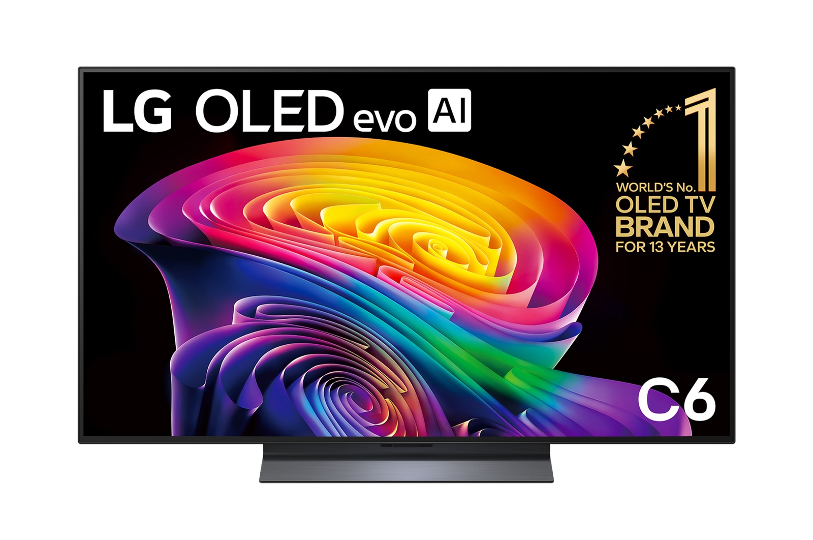 Front view of 48 Inch LG OLED evo AI C6 4K Smart TV 2026 OLED48C66LA