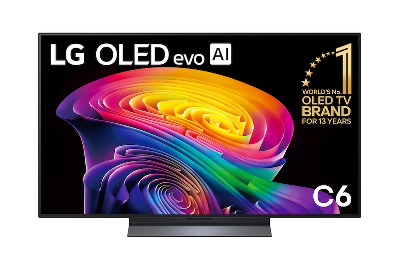 Front view of 48 Inch LG OLED evo AI C6 4K Smart TV 2026 OLED48C66LA