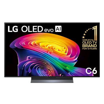 Front view of 48 Inch LG OLED evo AI C6 4K Smart TV 2026 OLED48C66LA