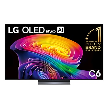 Front view of 65 Inch LG OLED evo AI C6 4K Smart TV 2026 OLED65C66LA