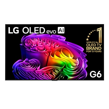 Front view of 65 Inch LG OLED evo AI G6 4K Smart TV 2026 OLED65G66LW
