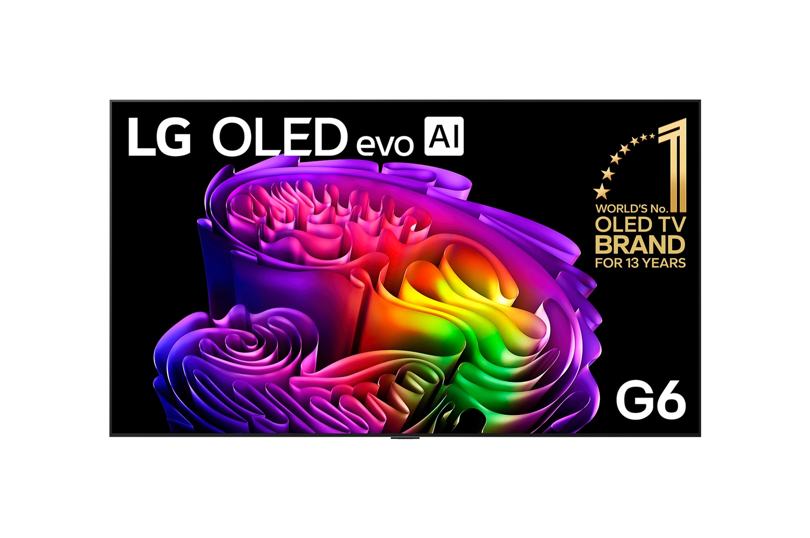 Front view of 77 Inch LG OLED evo AI G6 4K Smart TV 2026 OLED77G66LW
