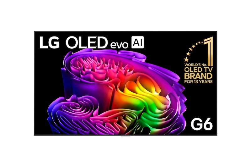 Front view of 77 Inch LG OLED evo AI G6 4K Smart TV 2026 OLED77G66LW