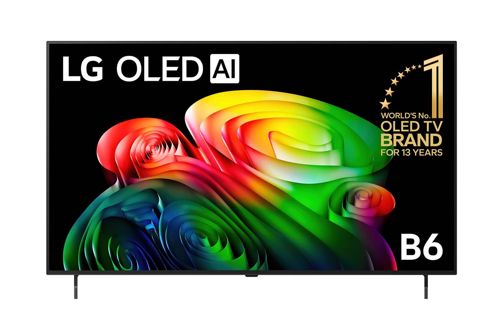 Front view of 55 Inch LG OLED AI B6 4K Smart TV 2026 OLED55B66LA