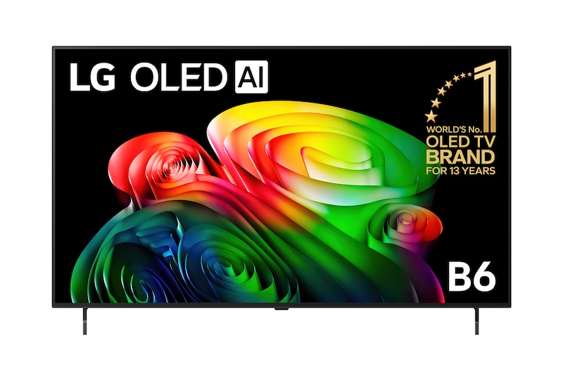 Front view of 55 Inch LG OLED AI B6 4K Smart TV 2026 OLED55B66LA