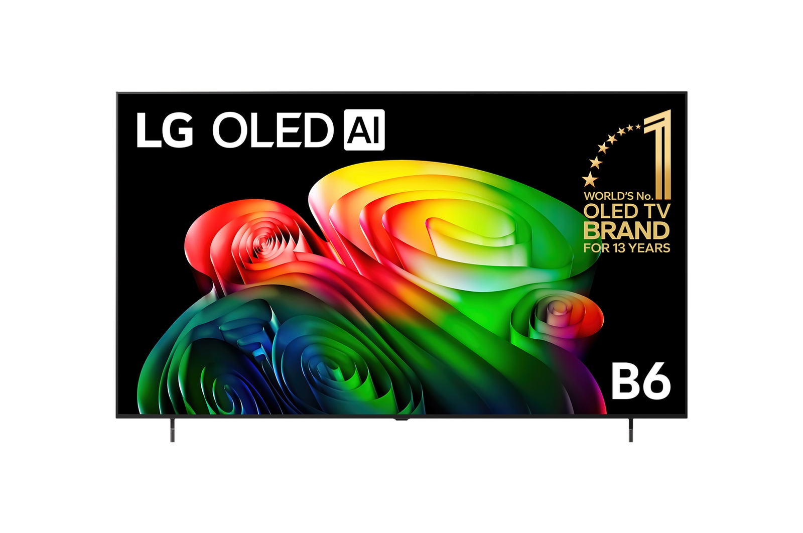 Front view of 77 Inch LG OLED AI B6 4K Smart TV 2026 OLED77B66LA