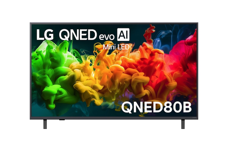 Front view of 50 Inch LG QNED evo AI QNED80 Mini LED 4K Smart TV 2026 50QNED80B6B