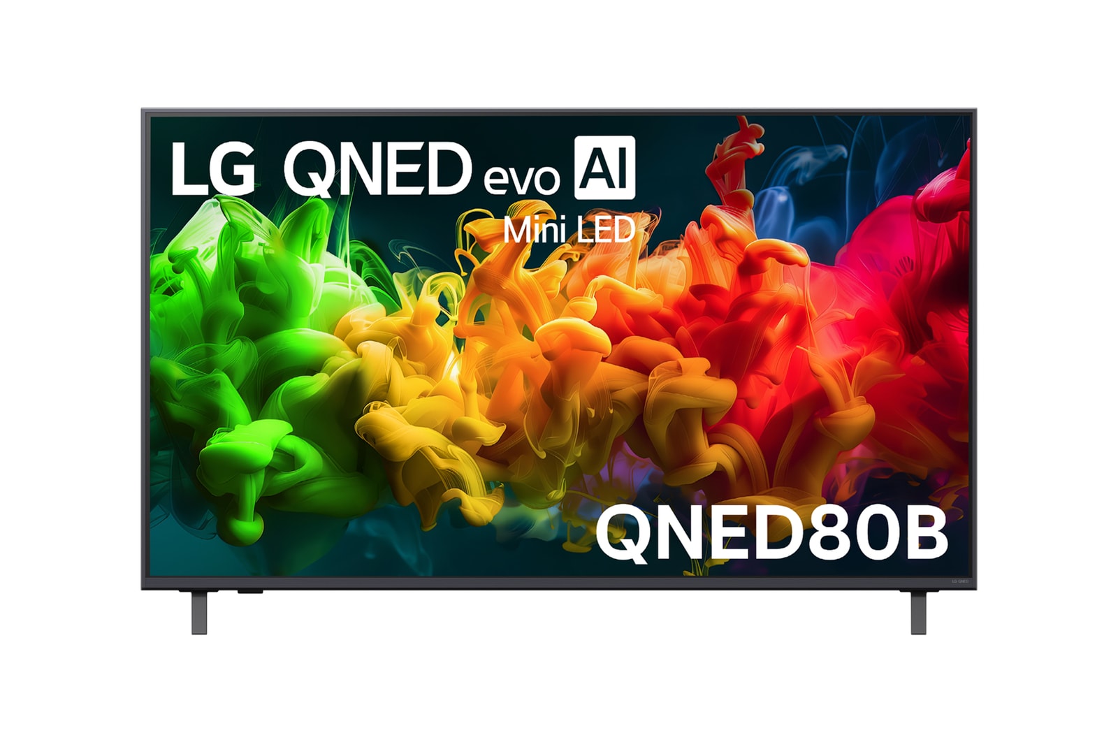 Front view of 55 Inch LG QNED evo AI QNED80 Mini LED 4K Smart TV 2026 55QNED80B6B