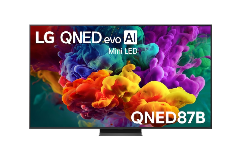 Front view of 65 Inch LG QNED evo AI QNED87 Mini LED 4K Smart TV 2026 65QNED87B6A