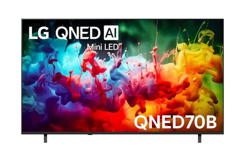 Front view of 75 Inch LG QNED AI QNED70 Mini LED 4K Smart TV 2026 75QNED70B6A