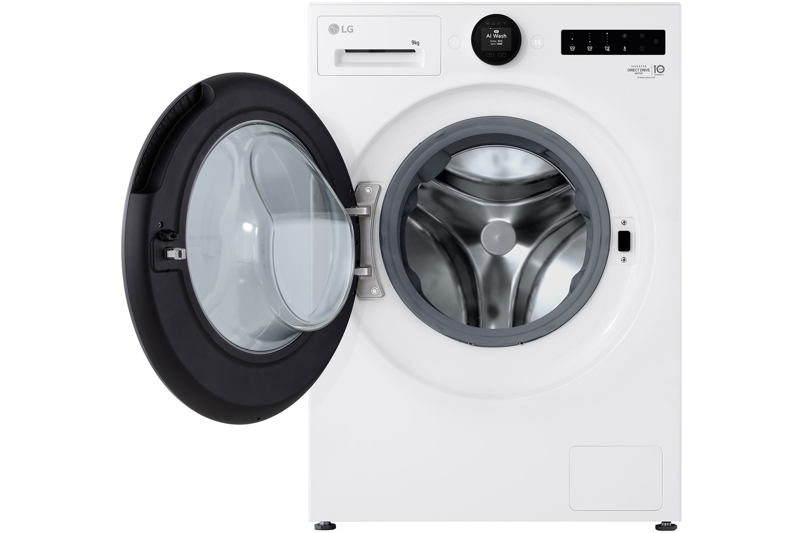 LG 9kg Series 9 Front Load Washer - Steam+, WX9-1409W, Door Open