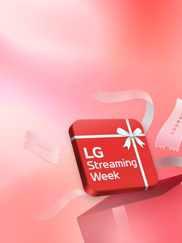 Una caja roja se coloca con el texto que dice "LG Streaming Week" en él.