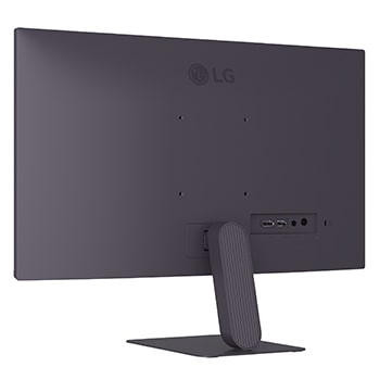 Vista trasera del LG UltraGear™ Monitor 24G411A en negro, mostrando las ranuras de conexión, incluyendo DisplayPort, puerto HDMI™ y salida de auriculares (H/P).