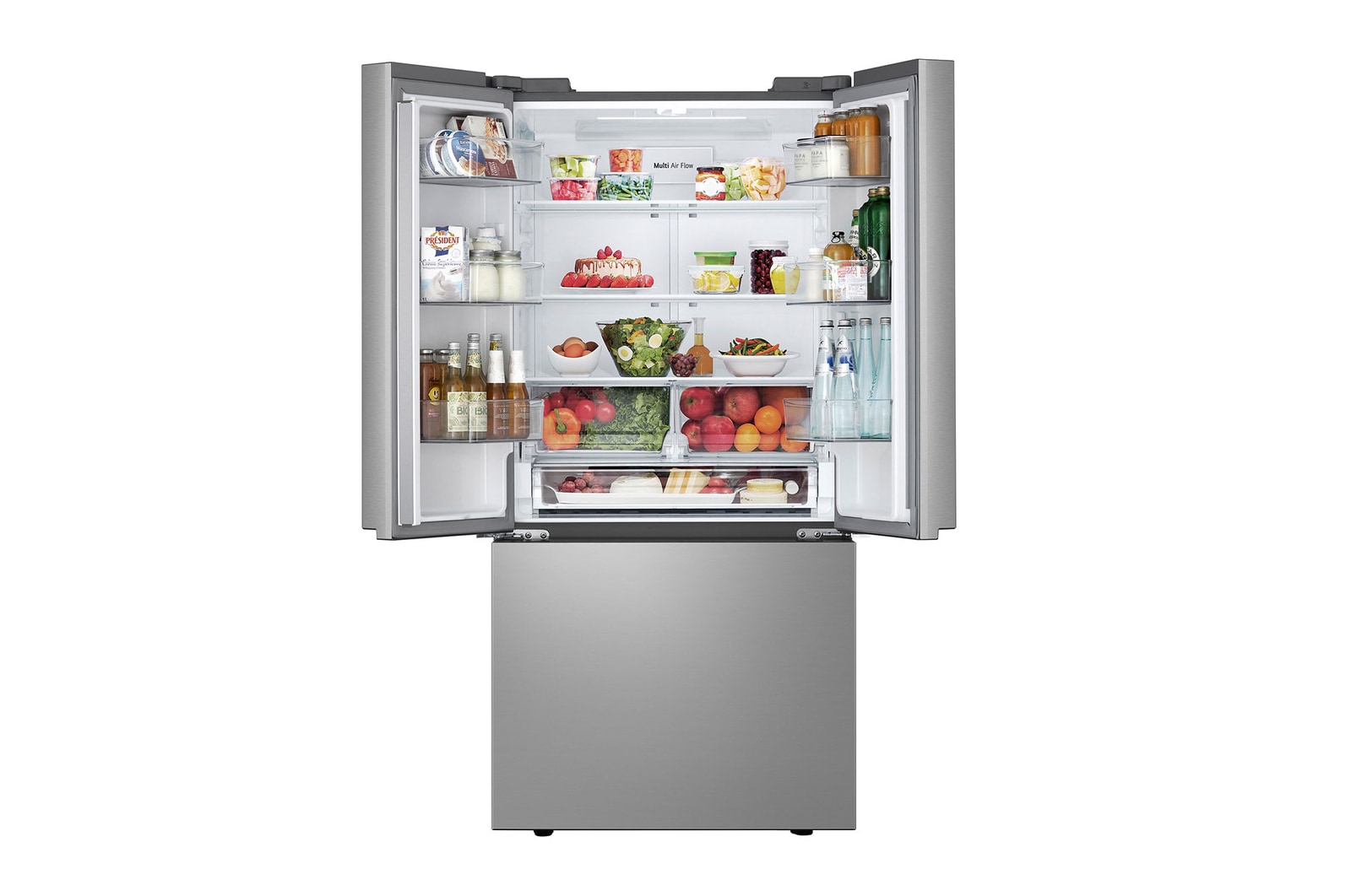 front view with top open door with food