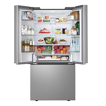 front view with top open door with food