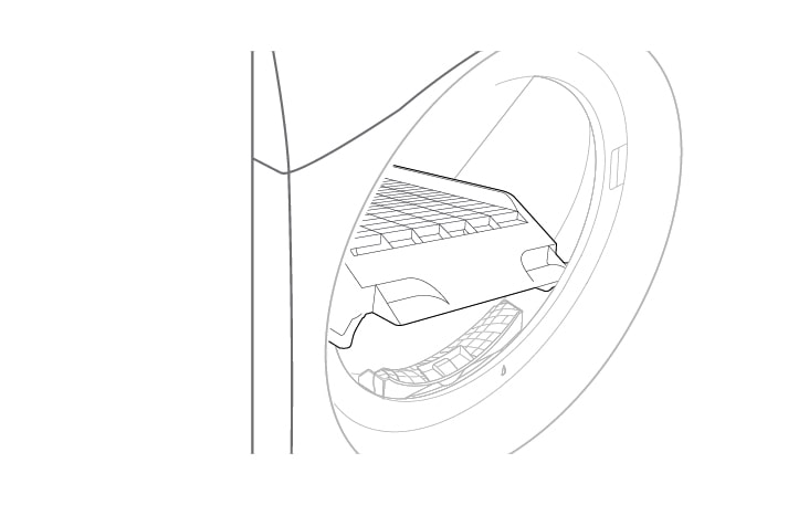 Asegúrate de que esté asentada uniformemente en la orilla interna del borde de la puerta y bien posicionada dentro de la secadora.