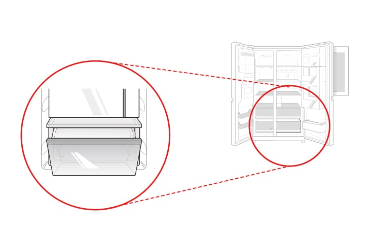 Este es el cajón de la parte inferior del compartimento del refrigerador