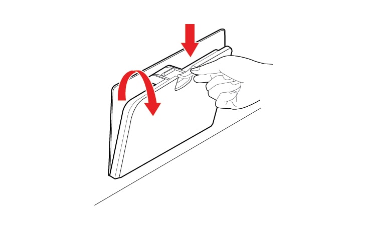 Abre la tapa de la cubierta inferior con un dedo