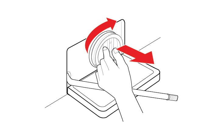 Gira el filtro de la bomba hacia la derecha e inserta el tapón de drenaje en su lugar original