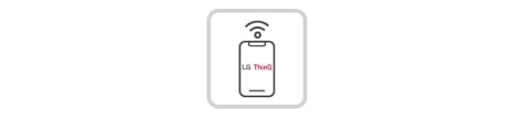 Hay un teléfono que muestra LG ThinQ en la pantalla y hay una señal de Wi-Fi encima.
