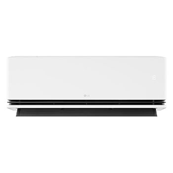 Front view of an LG air conditioner with the lower vane open