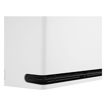 Close-up side view of LG ai air conditioner highlighting its vent details