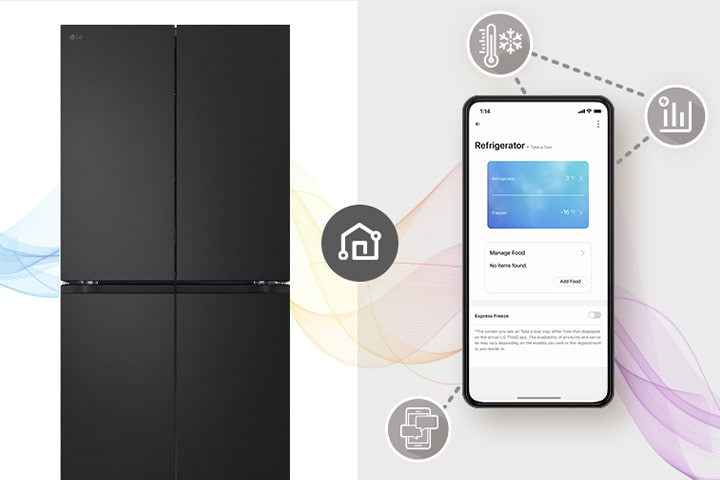 Hay un refrigerador y un teléfono móvil.