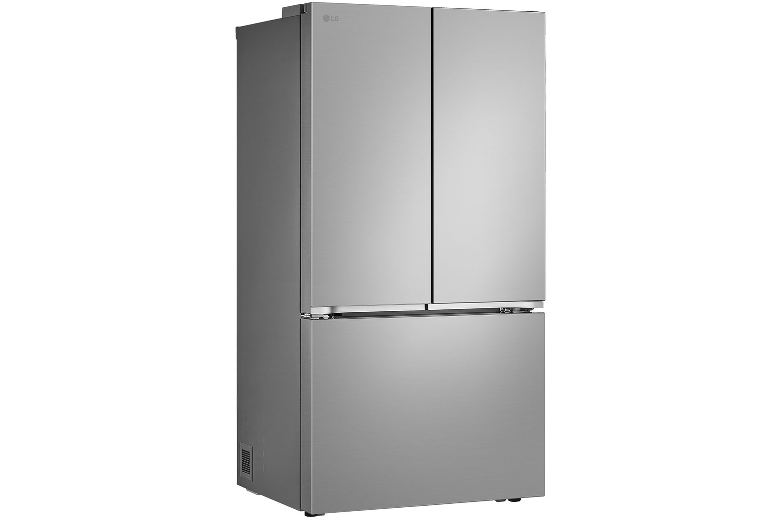 Left side view of multi-door refrigerator.
