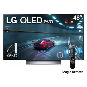 LG Pantalla LG OLED 48'' C3 4K SMART TV con ThinQ AI, Vista frontal con el LG OLED evo y la frase «El mejor OLED del mundo por 10 años» en la pantalla., OLED48C3PSA, thumbnail 1